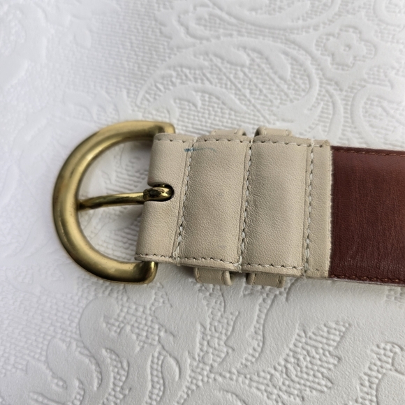 COACH 8500 Genuine Bone Leather D Ring Solid Brass Buckle Belt Women's Sz Large - Picture 9 of 13